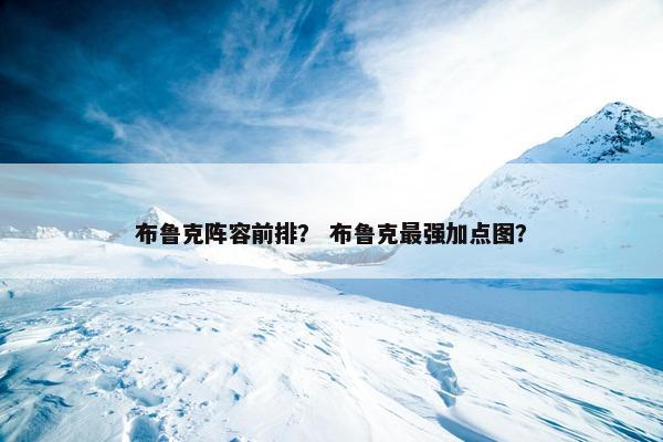 布鲁克阵容前排？ 布鲁克最强加点图？