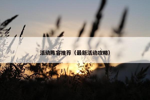 活动阵容推荐（最新活动攻略）