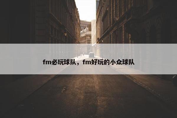 fm必玩球队，fm好玩的小众球队