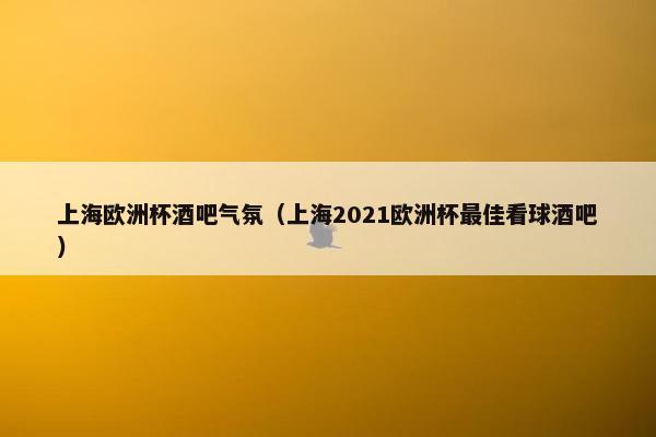 上海欧洲杯酒吧气氛（上海2021欧洲杯最佳看球酒吧）