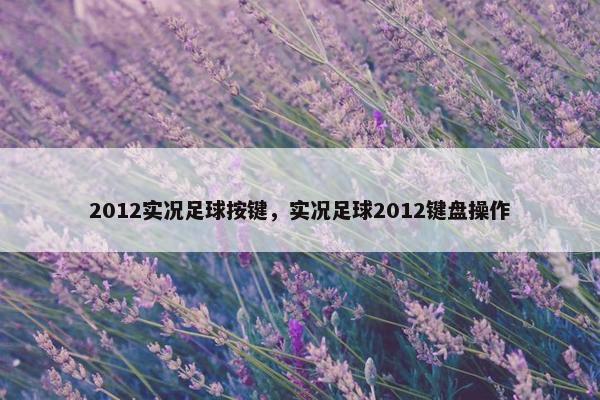 2012实况足球按键，实况足球2012键盘操作