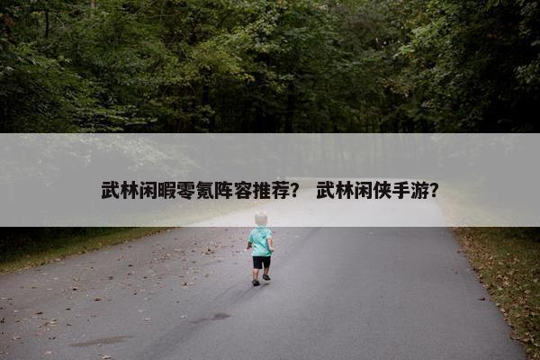 武林闲暇零氪阵容推荐？ 武林闲侠手游？