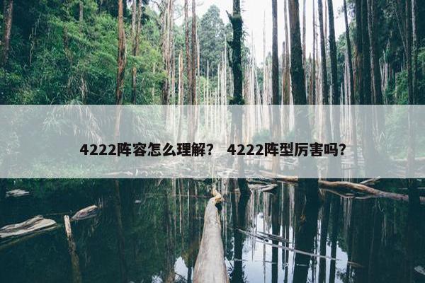 4222阵容怎么理解？ 4222阵型厉害吗？