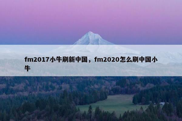 fm2017小牛刷新中国，fm2020怎么刷中国小牛
