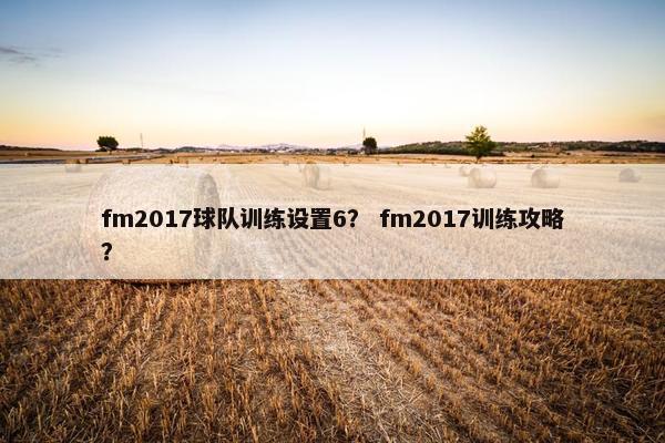 fm2017球队训练设置6？ fm2017训练攻略？