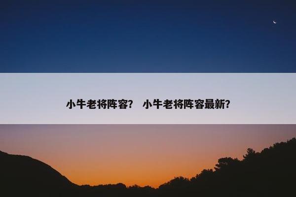 小牛老将阵容？ 小牛老将阵容最新？