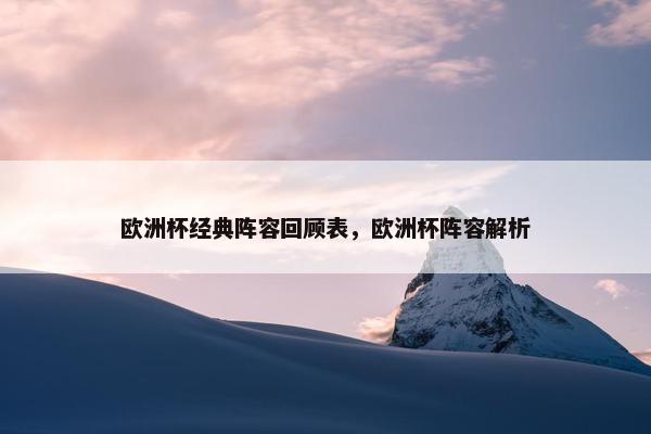 欧洲杯经典阵容回顾表，欧洲杯阵容解析