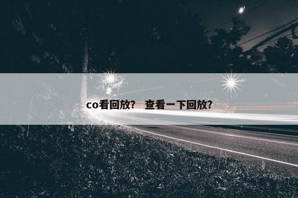 co看回放？ 查看一下回放？