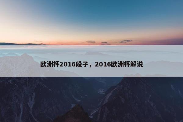 欧洲杯2016段子，2016欧洲杯解说