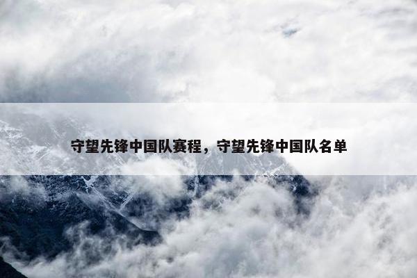 守望先锋中国队赛程，守望先锋中国队名单