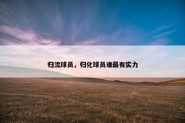 归流球员，归化球员谁最有实力