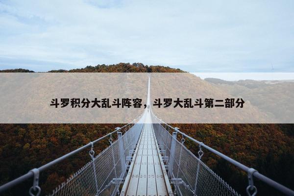斗罗积分大乱斗阵容，斗罗大乱斗第二部分